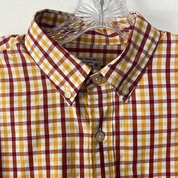 J. Crew Factory Button Down Shirt Men's M Fitted Red Gold Check 100% Cotton - Picture 9 of 13
